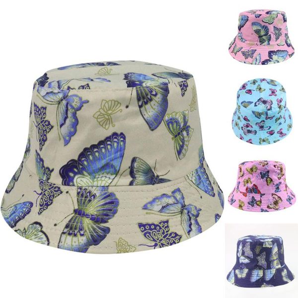 

women butterfly embroidery foldable anti-sunburn bucket sun hat cap fishing hunting men basin chapeau prevent hats beanies