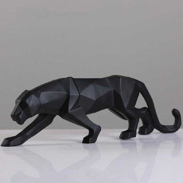 Neue 2020 Leopard Statue Figur Moderne Abstrakte Geometrische Stil Harz Panther Tier Große Ornament Hause Dekoration Zubehör Y0910