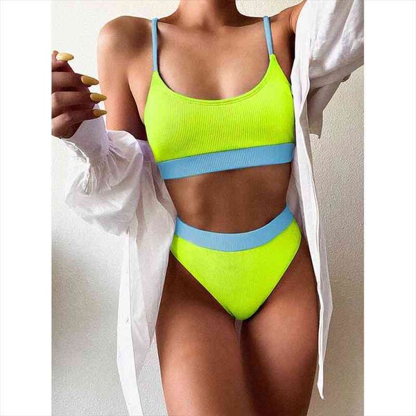 

mossha bandeau high waist bikini set sports womens swimsuit female ribbed bikini solid push up swimwear bathing suit, White;black