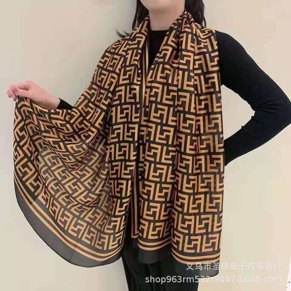 

spring, summer and autumn new korean version double, high-grade imitation scarf female decorative shawl sunscreen beach towel silk, Blue;gray