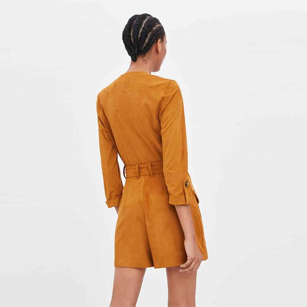 

women's jumpsuits & rompers suede fabric black romper women v neck skinny sashes buttons summer beach orange playsuits arrivals vestido, Black;white