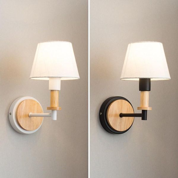 

wall lamp e27 screw nordic wood art bedside bedroom creative simple modern solid