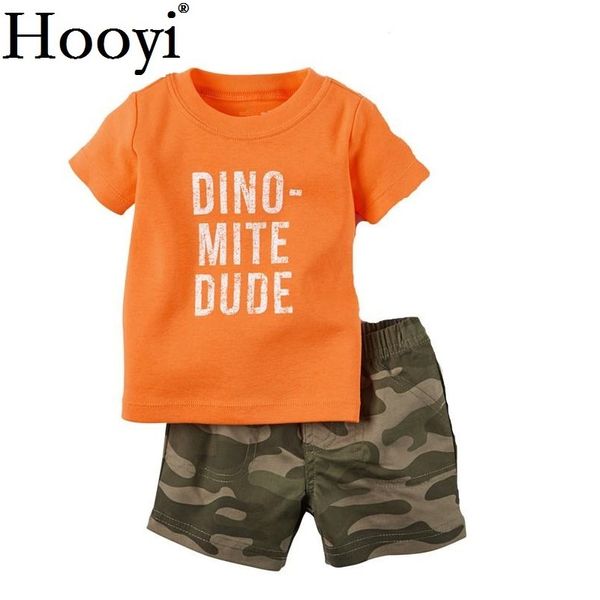 Camuflagem Dino Crianças Roupas Terno Bebé Boy Roupas Conjuntos Infantil T-shirt Camo Shorts Calças Recém-nascido Outfit 6 9 12 18 24 Mês 210413