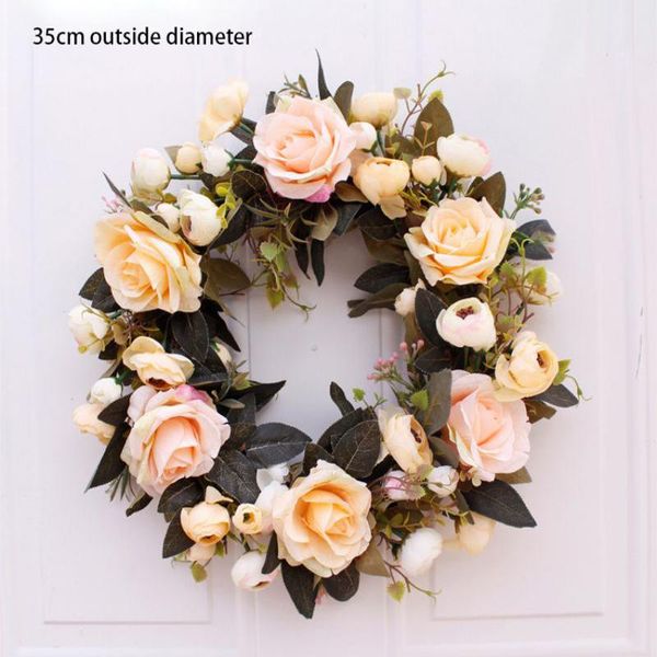

decorative flowers & wreaths 35cm beautiful wedding party home decor artificial rose wreath round shape floral loop