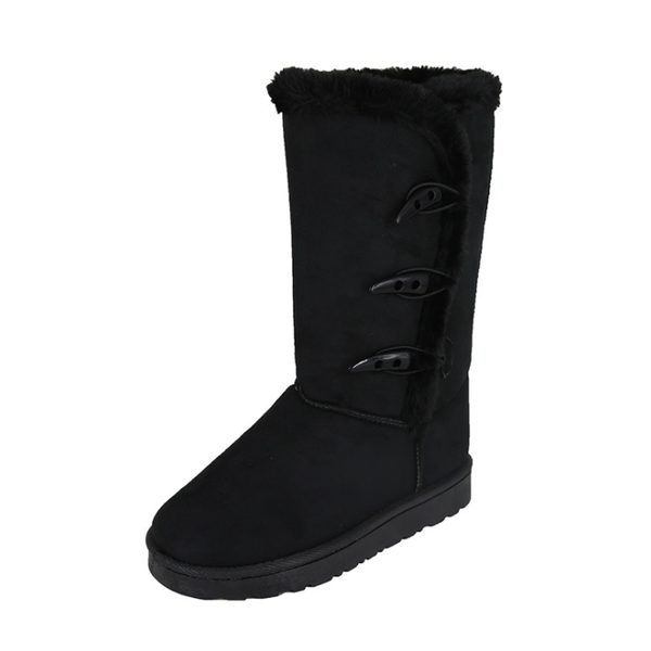 

boots winter women's plus velvet padded high-round-toed snow, Black