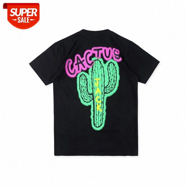 

guochao high street print short-sleeved t-shirt summer tide men and women cactus #1y0t, White;black