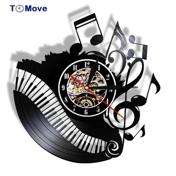 

piano room music notes record clock i love battery operated wall musician pianist teacher art home decor clocks