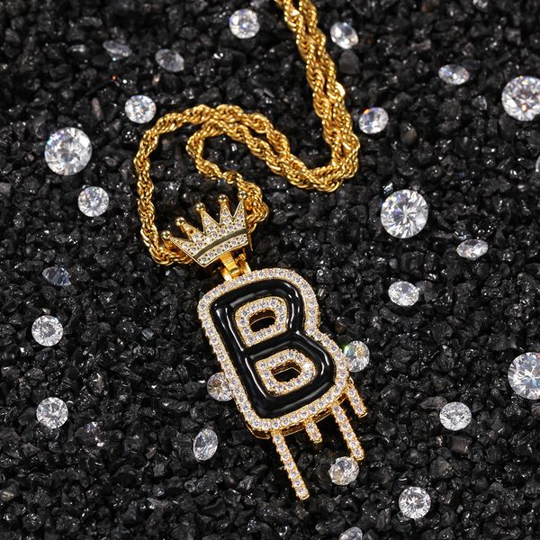 

oil drip crown+water drop english letter pendant necklace,26pcs letters arbitrarily choose order need note letter in the list.npt1457, Silver