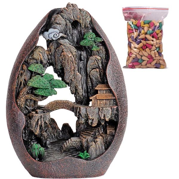 

fragrance lamps large incense smoke waterfall backflow burner holder for home yoga with 50 cones