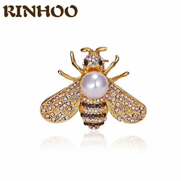 

elegant pearl rhinestone bee brooch cute enamel bee brooches women fly insect brooch pins scarf dress suit lapel pin jewelrydio chan contact, Gray