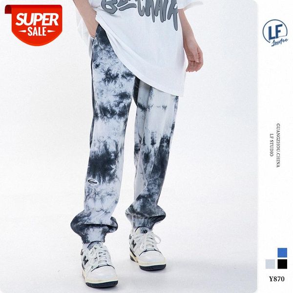 

lawfoo men's tie-dye corduroy pants casual #qt6r, Black