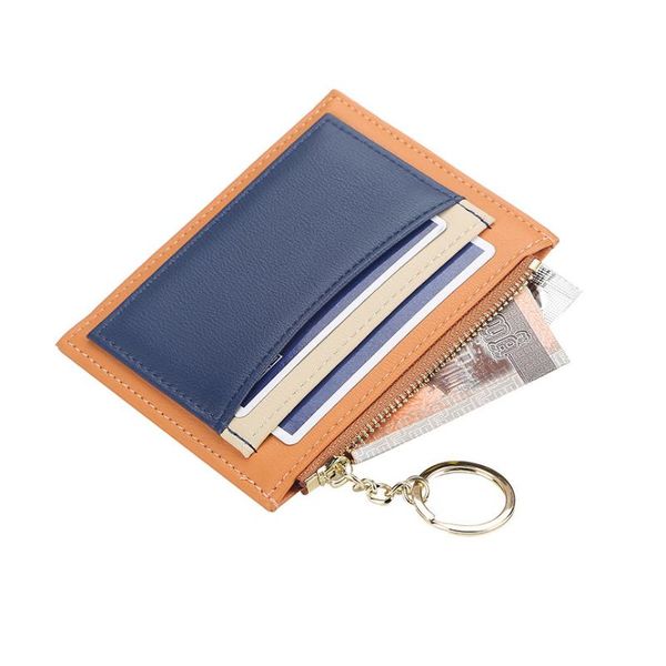 

card holders korean small ladies wallet slim stitcking women cards holder key ring, Brown;gray