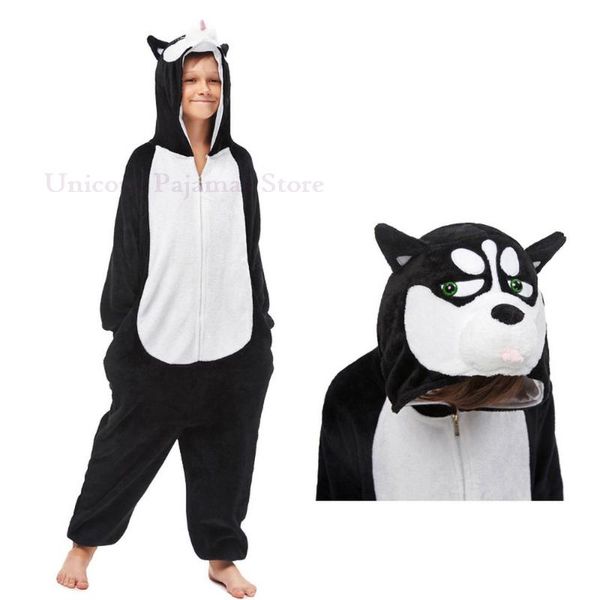 

pajamas children boys cartoon wolf winter warn flannel jumpsuits overalls for kids girls hooded sleepwears pjs, Blue;red