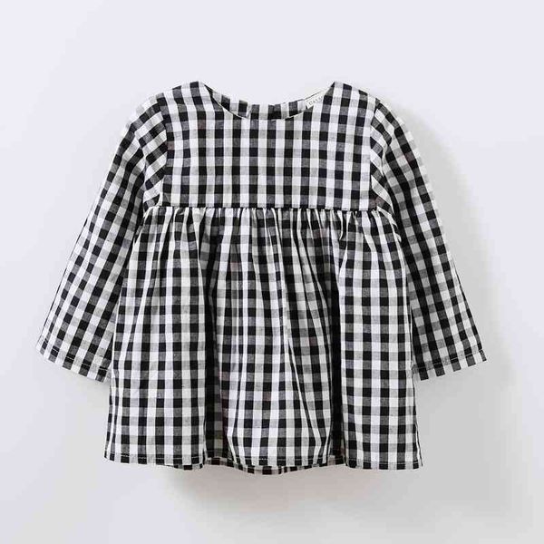 

girls' plaid long sleeve dress cotton puffy skirt autumn children's wear, Red;yellow