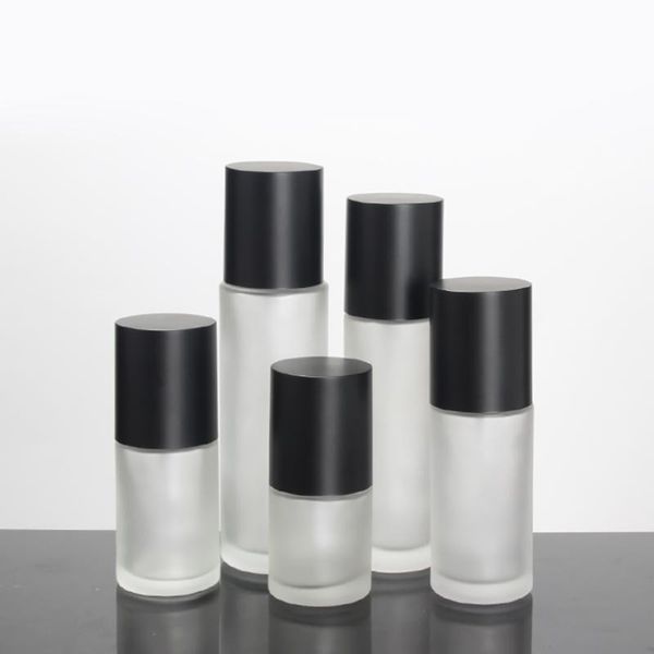 

storage bottles & jars 100pcs/lot 40ml glass bottle serum with pump, pump spray matte black lid