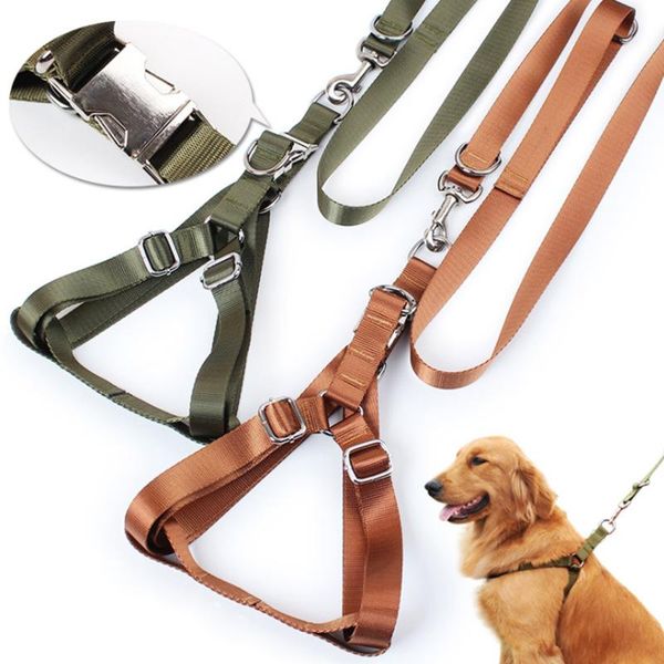 

dog collars & leashes 3 color medium large harness leash strap for dogs lead big walking training nylon all metal button reflective harnesse
