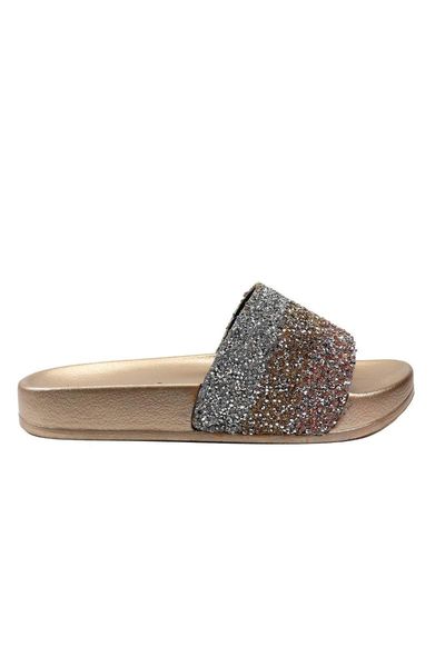 

slippers pienn striped stone flat sole women's, Black