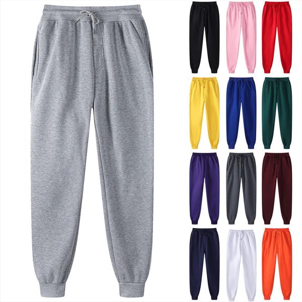 

and men loose womens capris casual sweatpants solid color hip hop sports running trousers pocket, Black;white