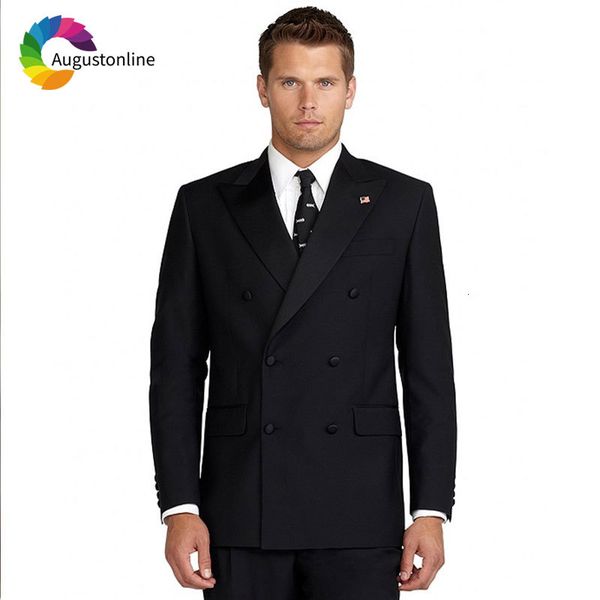 

men's suits & blazers double breasted black men for wedding suit pants peaked lapel 2pieces slim fit man jacket custom made t, White;black