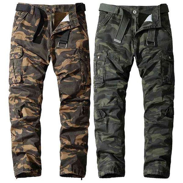 Kamuflaj Pantolon Erkekler Saf Pamuk Açık Askeri Çok Cepler Pantolon Camo Taktik Pantolon Ordusu Pantolon Erkek Bahar Sonbahar 210406