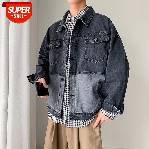 

2020 men's fashion hit color streetwear denim jacket loose coats blue/black cowboy clothes outerwear plus size -2xl #qd0p, White;black