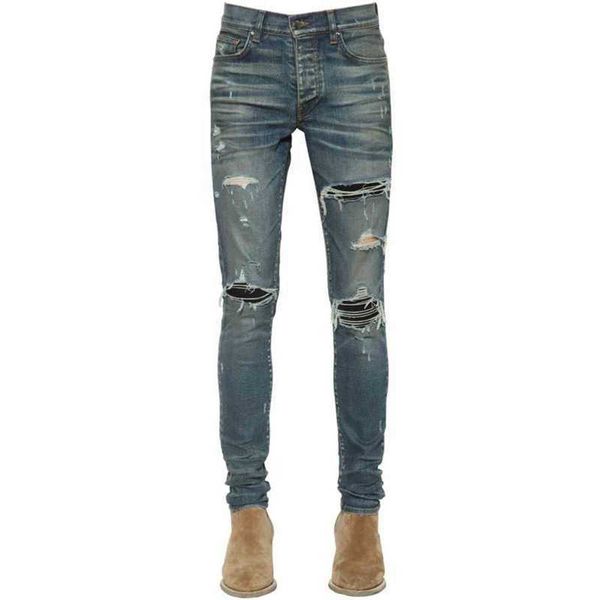

amir jeans trend y trendy jean chao brand 21fw mx1 blue used cashew flower crystal hole men's women's autumn winter high street rt