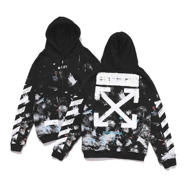 

off star splashing white hoodie, Black