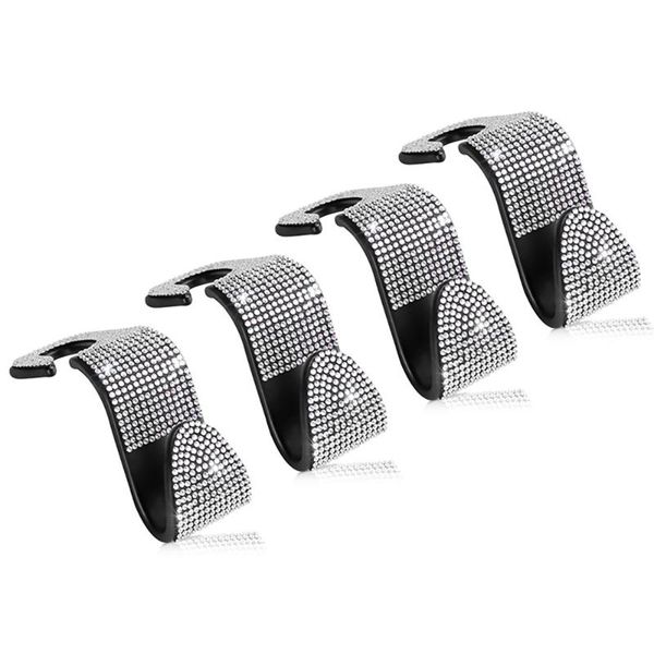 

car organizer creative rhinestone headrest hooks diamond auto seat back hanger holder vehicle for handbags purses grocery bags
