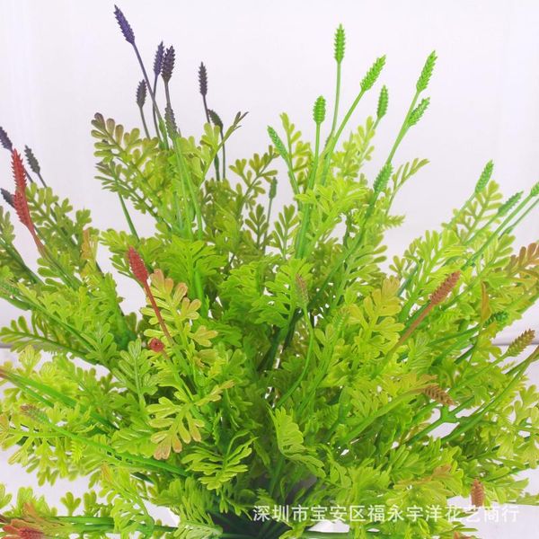 

1pc artificial plants plastic lavender waterweed bundles plant wall materials green leaf fake for home garden decoration decorative flowers