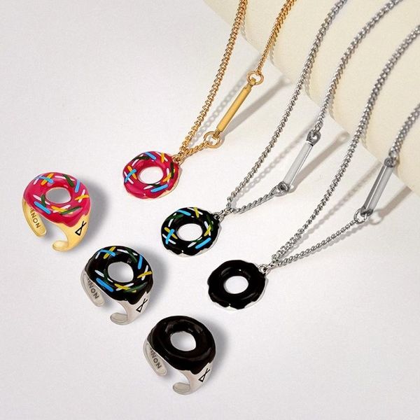 

pendant necklaces 2021 japanese and korean fashion ol personality women's party holiday creative donut necklace ring combination fun st, Silver