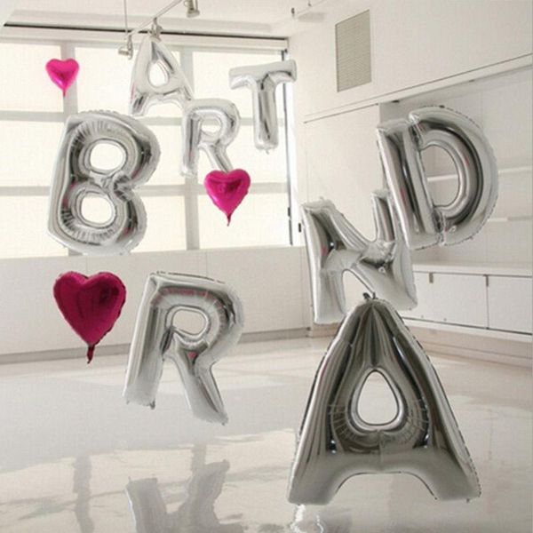 

party decoration sliver gold alphabet letters balloons i love you happy wedding birthday christmas year foil balloon ballons