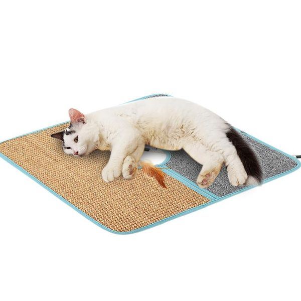 

pet scratching pad cat teaser grinding mat toys protecting furniture interesting feather sisal carpet playing sofa nail scraper