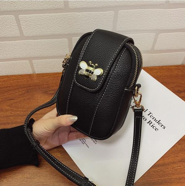 

wholesale brand women shoulder bag street fashions leather handbag personality mini fashion mobile phone bags thread butterfly pearl storage, Red;black