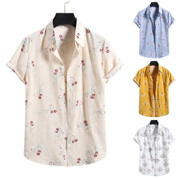 

men's casual shirts loose floral printed short-sleeved shirt summer hawaii holiday blouses boho fashion beach clothes oversized, White;black