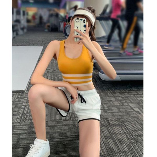 

gym clothing fashion casual patchwork striped women sport bra practical fitness yoga absorption without steel ring underwear, White;black