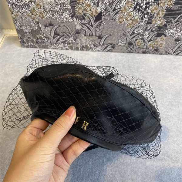 

d excllent classic mesh beret signature fashion same soft leather painter's hat autumn and winter children's hat zy, Blue;gray