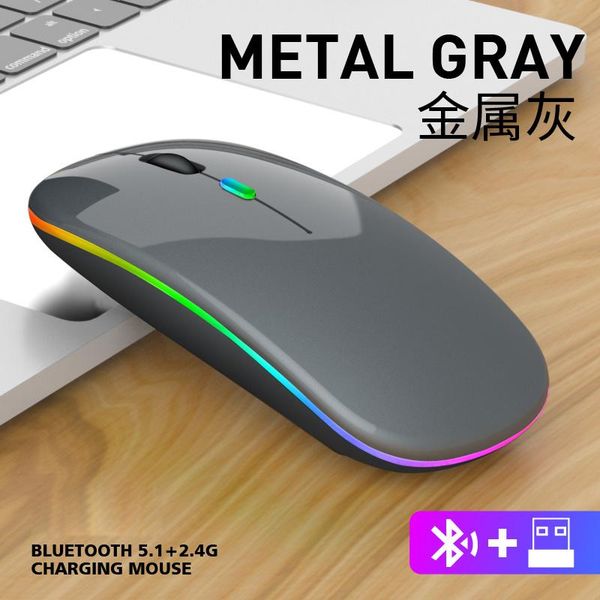 

mice bluetooth 2 in 1 wireless mouse, dual-mode optical 2.4g, ergonomic, portable, rechargeable, suitable for notebook