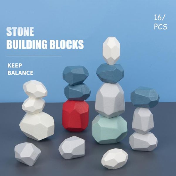 

other home decor wooden stone building blocks stack box colorful accessories build high balance game toys for kids and family i88