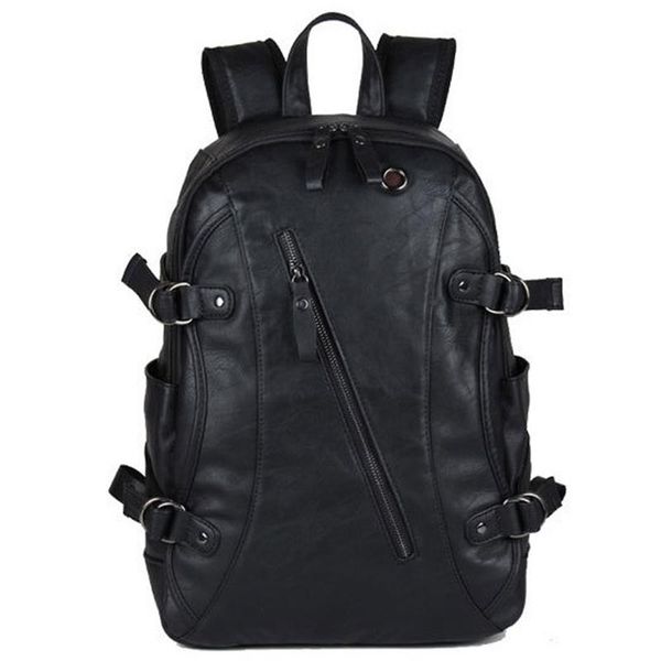 

backpack faux-leather fashion men's school travel bag bookbag black brown