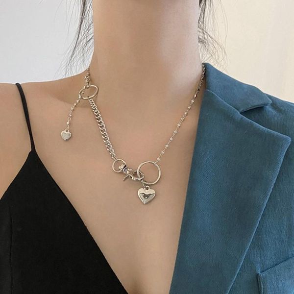 

pendant necklaces arlie sliver color love hip-hop sweater chain long multi-layer for women fashion jewelry gifts, Silver