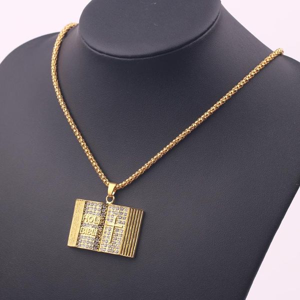 

pendant necklaces hip hop jesus stainless steel vintage gold color iced out bling full crystal necklace for men women jewelry, Silver