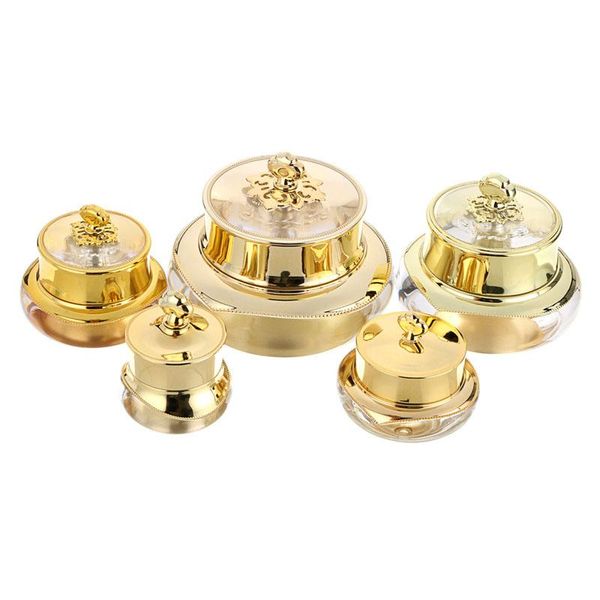 

storage bottles & jars plastic crown empty sample pot cosmetic cream lotion container refillable for nail makeup gold 5/10/15/30/50g