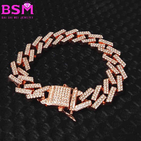 

quadrangle bar diamond magnet multi color hip hop cuba chain jewelry men's bracelet, Black