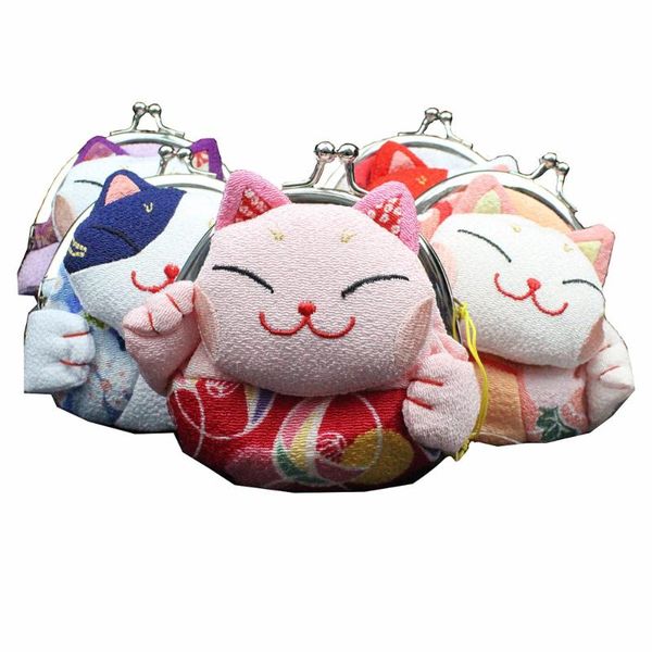 

coin purses m316 cute lucky cat a variety of image hasp silk zero wallet cloth canvas bag women student gift, Red;black