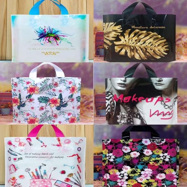 

gift wrap 50pcs multi style plastic bag with handles 25x30cm thick boutique clothing shoes shopping packaging wholesale