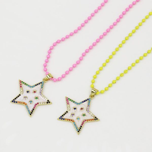 

pendant necklaces 5 pcs enamel star necklace jewelry colorful chain 90163, Silver