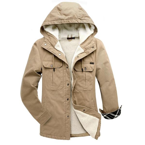 

men's jackets us plush solid jacket casual long sleeve shirt autumn winter hooded cashmere oversize top, Black;brown