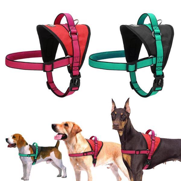 

dog collars & leashes durable harness nylon breathable step in walking pet mesh harnesses for medium large dogs pitbull labrador rose green