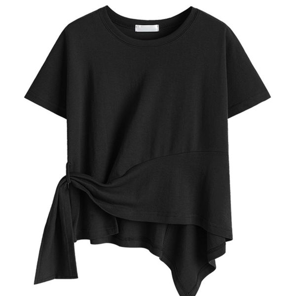 

[ewq] women t-shirt new round neck long sleeve fashion tide summer 021 simple ladies casual all-match clothing 16f1154 210423, White