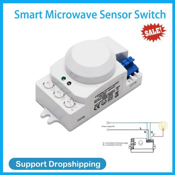 

smart home control 220v microwave sensor switch 5.8ghz r'adar 360Â° infrared movement body detector corridor lights